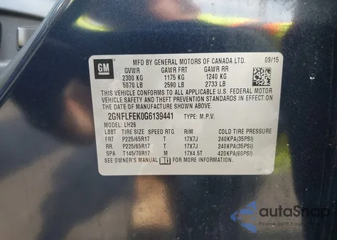 2016 Chevrolet Equinox Lt z USA, uszkodzony, nr VIN 2GNFLFEK0G6139441